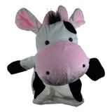 Vaca Fantoche Pelúcia De Mão Animais Infantil 25cm Cow