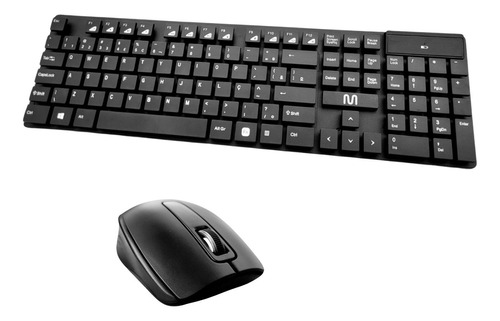 Teclado E Mouse Sem Fio Multilaser Multimidia Preto Usb