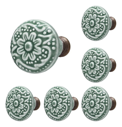 12pcs Ceramic Kitchen Cabinet Knobs Green Round Kitchen Cabi