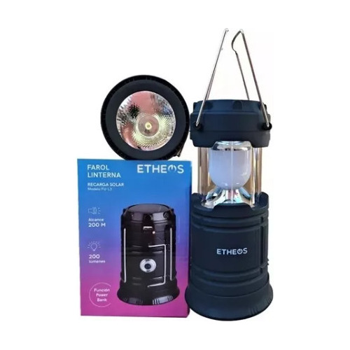 Farol Portatil Linterna Led Recargable Solar Sol De Noche