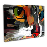 Cuadro Lienzo Canvas 45x60cm Gato Pintura Cubista Tipo Oleo