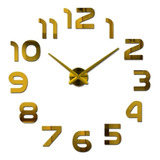 Reloj De Pared 3d Tamaño Grande 100 X 100 Cm Color Dorado 