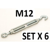 Tensor De Acero Galvanizado Ojo-gancho M12 12mm Set X 6u