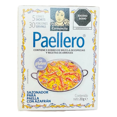 Sazonador Carmencita Para Paella Con Azafrán 5 Sobres 4g C\u002Fu | MercadoLibre