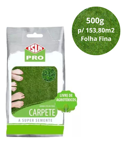 Sementes De Grama Carpete Folha Fina 500g P/ 153,80m2