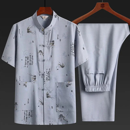 Camisa Casual Masculina Oriental Dragon Tang, Gola Arin