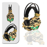 Headset Over Ear Fone Gamer Camuflado Microfone Pc Ps Led