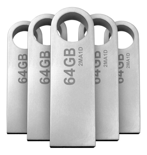 Kit 5 Memoria Usb Stylos 2.0 64gb Metálica Plata Stmusb4b Color Plateado