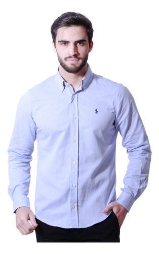 Camisa Masculina Social Oxford Manga Longa Gola Premium