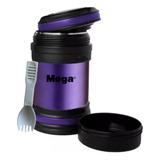 Termo De Comida Escolar Mega Maxx 400ml Acero Inox + Tenedor Color Morado