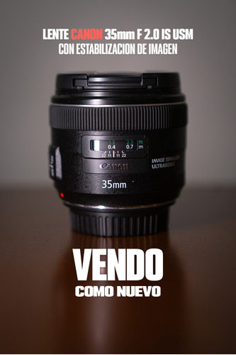Canon Ef 35mm F/2 Is Usm + Fotodiox Adaptador A Sony Alpha