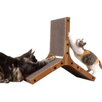 Rascador Triangular Para Gatos Tabla Rascar De Cartón Corrugado Poste Rascador con 3 Tabla Tablero Rascador Para Gatitos Tapete Rascador Protección Mueble Juguete Rascar Vertical de Reversible | Meses sin interés