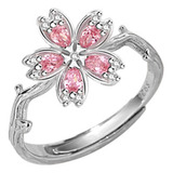 Anillo Plata 925 Flor Cerezo Sakura Ajustable Mujer Regalo