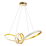 Lustre De Led Pendente Cromado Com Curvas Luz Branca Bivolt