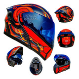 Casco Moto Negro Cyborg Rojo Kov Luz Abatible Certificado