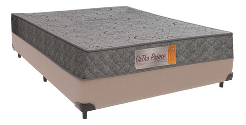 Cama + Box Casal Bege Colchão Orthoprime D33 Comfort Prime