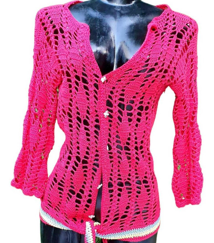 Casaco Feminino Casual De Crochê Crochet Feito A Mão 