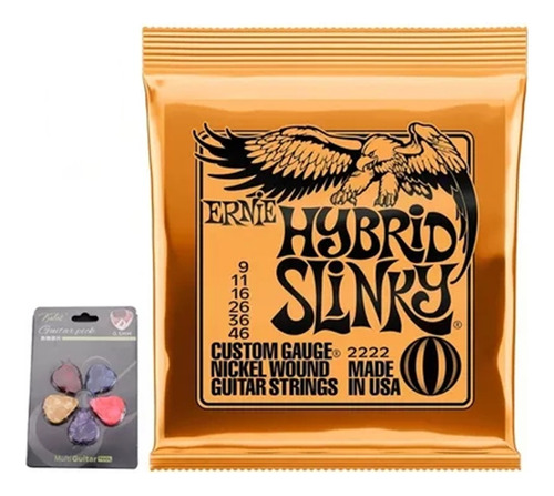 Encordado Guitarra Eléctrica Hybrid Slinky Ernie Ball 2222