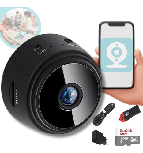 Kit Mini Camera Fullhd + Cartão De Memória 32gb + Acessórios