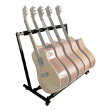 Soporte Portátil Negro Con 5 Soportes Clásicos Para Guitarra