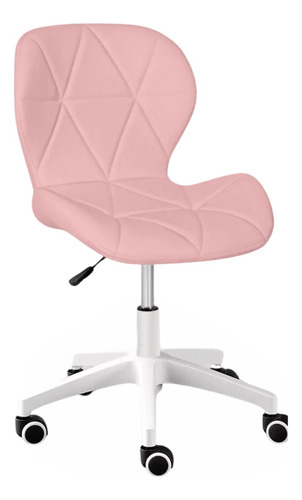 Cadeira De Escritorio Rosa Slim Ergonomica Com Couro Pu