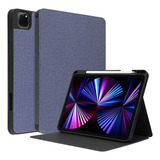 Capa De Couro Azul Para iPad Pro De 11 Polegadas 2021/ 2020/
