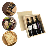Caixa De Madeira Porta Vinho 3 Garrafas Embalagem Presentear