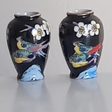 2 Floreros Miniatura Japoneses Porcelana Policromada