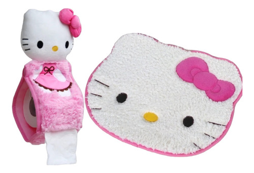 Juego De Tapete Para Baño Y Porta Papel De  Hello Kitty 