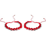 2 Pulsera Roja / Ojo Turco Ajustable Tejida / Parejas 