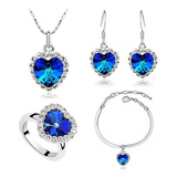 Titanic Heart Of The Ocean Juego Collar Y Pendientes Pulsera