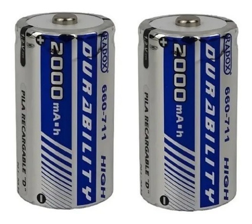 Par De Bateria Pila Recargable Tipo D 2000 Mah