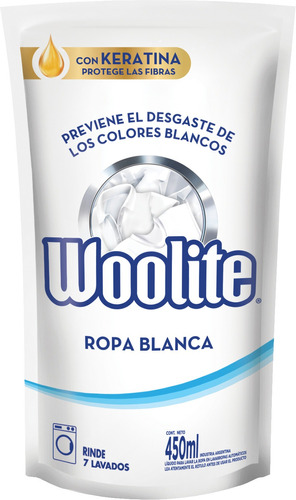 Jabón Líquido Woolite Extra Blanco Floral Antibacterial Repuesto 450 ml