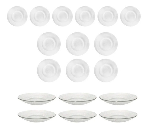 Set 18 Platos Vidrio Durax Transparente Playo Hondo Postre C