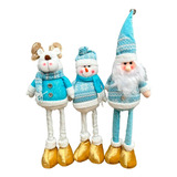 3 Monos Patas Larga Muñecos Navidad Pascuero Reno Mono Nieve Color Celeste Blanco