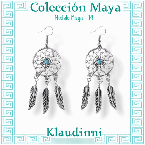 Aretes Con Diseño De Atrapasueños Y Piedra Turquesa Maya