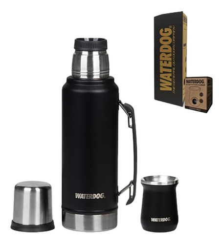 Combo Kit Termo Ombú 1 L Y Mate 160 Ml Waterdog Acero Inox.