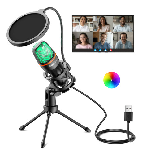 Microfono Usb Gamer, Micrófono Condensador Para Pc Y Podcast | MercadoLibre