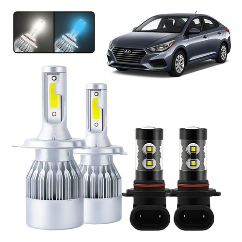 Kit De Focos Led H4 9006 Para Hyundai Accent 2018 2019 2020