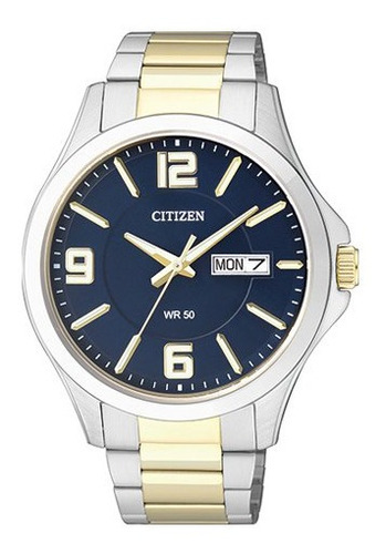 Reloj Citizen Bf200457l Hombre Pila 50m Fecha Y Dia Color De La Malla Plateado/dorado Color Del Bisel Plateado Color Del Fondo Azul