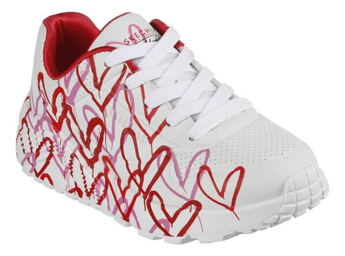 Tenis Skechers Niña Blanco Corazones Cómodo Ligero 314065 