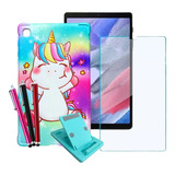 Kit Capa De Unicórnio Infantil P/ Tablet Samsung A7 Lite