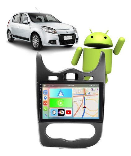 Kit Multimidia Android Auto Sandero 12 13 14 Spotify Gps