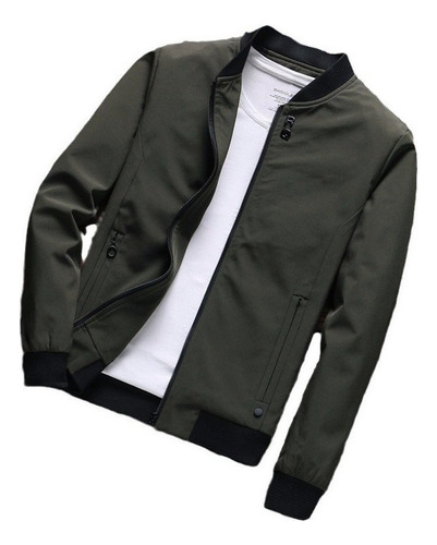 Hombre Casual Chamarra Ligera Bomber Varsity Rompevientos