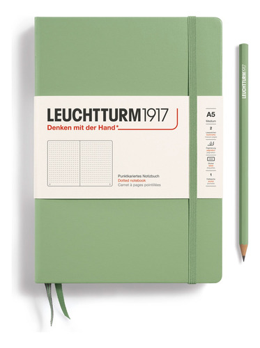 Cuaderno Punteado (a5) 14.5 X 21 Cm Leuchtturm Verde Claro
