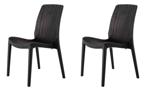 Silla Tipo Rattan De Comedor Terraza, Polipropileno Set De 2