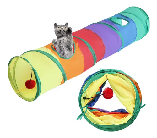 Túnel Plegable Colorido Para Gatos, Túnel Plegable Para Masc