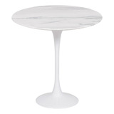 Mesa Lateral Saarinen 51cm Mármore Espirito Santo Basebranca