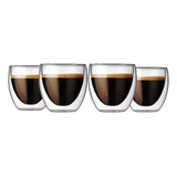 Pocillo Café Doble Pared Doble Fondo Cristal Vaso Cafe X4