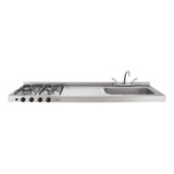 Mesón Ovata Haceb Inox 1,50 Metros Pozuelo Derecho Gn Color Plateado